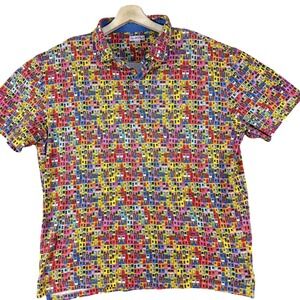 Coton Doux Polo Shirt Mens XL Multicolor Doors Print 100% Cotton Casual Golf